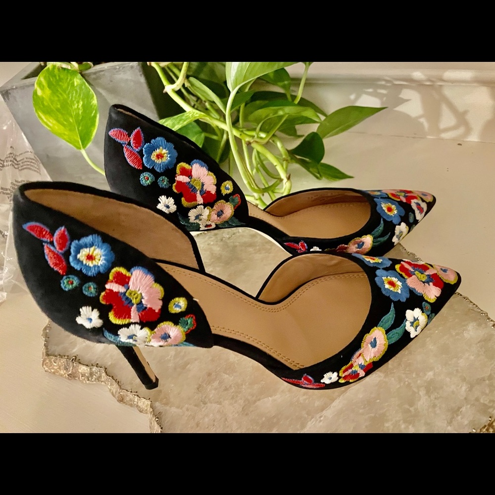 New! Tory Burch Rosemont Embroidered D’orsay Heels 8.5